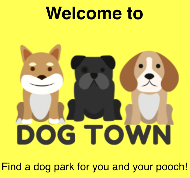 Three puppies that is the logo for the app Dog Town